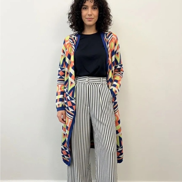 Flying Tomato by Anthropologie Blue and Orange geometric Cardigan - Picture 2 of 3